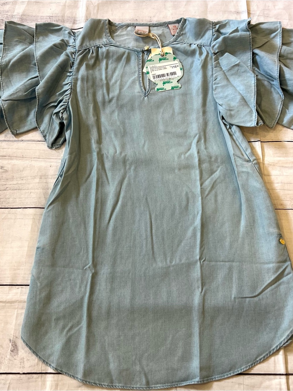 🆕 NWT Scotch & Shrunk Beach Blue Ruffle Tencel Dress